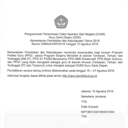 Kemendikbud Buka Penerimaan CPNS Guru untuk 93 Kabupaten, Pendaftaran 18-31 Agustus, Ini Persyaratannya